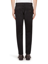 Washed black slim-fit stretch jeans - | Dolce & Gabbana