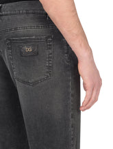 Gray wash slim-fit stretch jeans - | Dolce & Gabbana