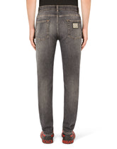 Gray wash slim-fit stretch jeans - | Dolce & Gabbana
