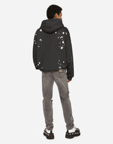 Gray slim-fit stretch jeans with rips - | Dolce & Gabbana