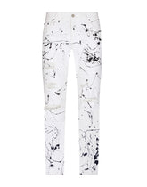 Slim-fit stretch jeans with rips and splash design - | Dolce & Gabbana