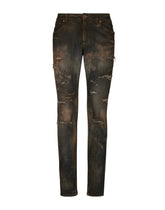 Slim-fit overdyed stretch denim jeans - | Dolce & Gabbana