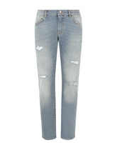 WASHED STRETCH DISTRESSED SLIM JEANS - | Dolce & Gabbana