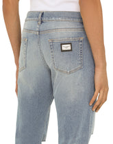 WASHED STRETCH DISTRESSED SLIM JEANS - | Dolce & Gabbana