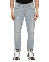 WASHED STRETCH DENIM SLIM JEANS - | Dolce & Gabbana