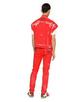 Overdyed slim-fit stretch jeans with abrasions - | Dolce & Gabbana