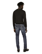 Slim fit washed stretch jeans with subtle abrasions - | Dolce & Gabbana