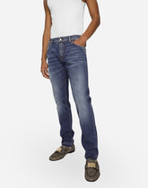 Washed slim fit stretch denim jeans - | Dolce & Gabbana