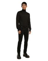 Slim-fit stretch black denim jeans - | Dolce & Gabbana