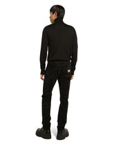 Slim-fit stretch black denim jeans - | Dolce & Gabbana