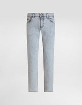 Slim-fit stretch cotton jeans with tag - | Dolce & Gabbana