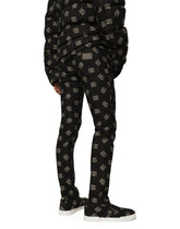 Slim-fit stretch jacquard jeans with DG Monogram design - | Dolce & Gabbana
