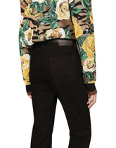 Black slim-fit stretch jeans with DG logo - | Dolce & Gabbana