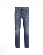 Slim-fit stretch cotton jeans with logo embroidery - | Dolce & Gabbana