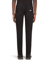 Washed black skinny stretch jeans - | Dolce & Gabbana
