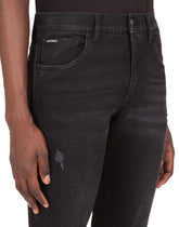 Washed black skinny stretch jeans - | Dolce & Gabbana