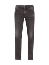 Gray wash skinny stretch jeans - | Dolce & Gabbana