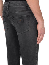 Gray wash skinny stretch jeans - | Dolce & Gabbana