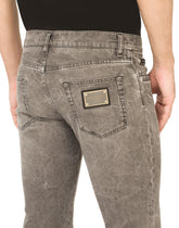 Gray wash skinny stretch jeans - | Dolce & Gabbana