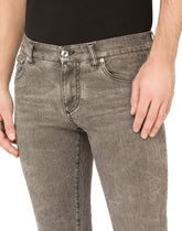 Gray wash skinny stretch jeans - | Dolce & Gabbana