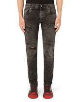 Gray wash skinny stretch jeans - | Dolce & Gabbana