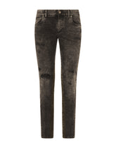 Gray wash skinny stretch jeans - | Dolce & Gabbana