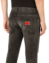 Gray wash skinny stretch jeans - | Dolce & Gabbana