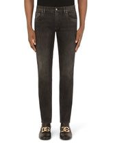 Black wash skinny stretch jeans - | Dolce & Gabbana