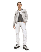 Coated skinny stretch jeans with rips - | Dolce & Gabbana