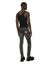 Gray skinny stretch jeans with rips - | Dolce & Gabbana