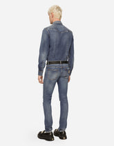 Light blue skinny stretch jeans with rips - | Dolce & Gabbana