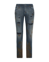 Overdyed stretch denim skinny jeans - | Dolce & Gabbana