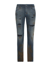 Overdyed stretch denim skinny jeans - | Dolce & Gabbana