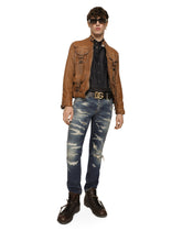 Skinny stretch denim jeans with abrasion details - | Dolce & Gabbana