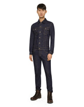 Skinny stretch denim jeans with flocked logo tag - | Dolce & Gabbana
