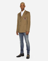 Washed skinny stretch jeans with whiskering - | Dolce & Gabbana