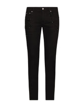 Stretch skinny jeans with rhinestone embroidery - | Dolce & Gabbana