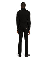 Stretch skinny jeans with rhinestone embroidery - | Dolce & Gabbana