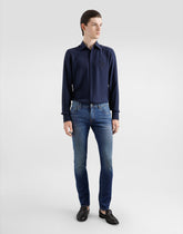 Skinny jeans in stretch cotton with logo embroidery - | Dolce & Gabbana