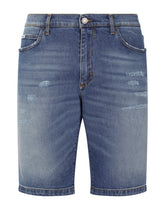WASHED STRETCH DENIM BERMUDA SHORTS - | Dolce & Gabbana