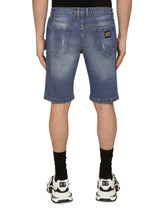 WASHED STRETCH DENIM BERMUDA SHORTS - | Dolce & Gabbana