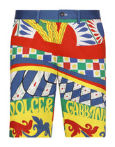 Carretto-print stretch cotton drill shorts - | Dolce & Gabbana