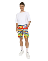 Carretto-print stretch cotton drill shorts - | Dolce & Gabbana