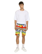 Carretto-print stretch cotton drill shorts - | Dolce & Gabbana