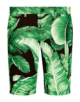 Stretch cotton shorts with banana tree print - | Dolce & Gabbana