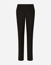Stretch wool jacquard pants with DG logo - | Dolce & Gabbana