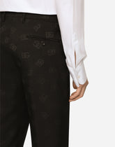 Stretch wool jacquard pants with DG logo - | Dolce & Gabbana