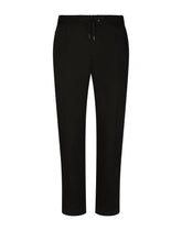 Stretch cotton jogging pants with plate - | Dolce & Gabbana