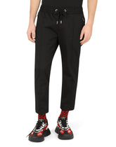 Stretch cotton jogging pants with plaque - | Dolce & Gabbana