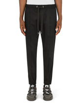 Stretch cotton jogging pants with bands - | Dolce & Gabbana